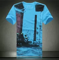 discount t-shirt guess hommes 2013 usa metropolis bleu